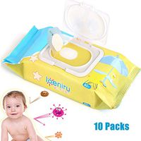 AKQ Baby Wipes, Disposable Wet Wipes, Unscented, Free of Paraben and Alcohol, Cleaning Hands and Mouth 80 Wipes x10 Packs