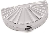 Silver Sun Rays Pattern Semicricle Pocket Purse Portable Travel Pill Box & Medicine Organizer (1 Large Compartment)