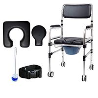 HSRG Elderly Commode Chair for Toilet with Wheels,Rolling Shower Chair with Padded Toilet Seat and Belt for Handicap and Seniors