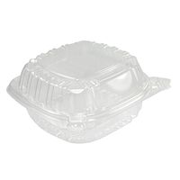 Dart Solo Small Clear Plastic Hinged Food Container for Sandwich Salad Party Favor Cake Piece, 100 Piece