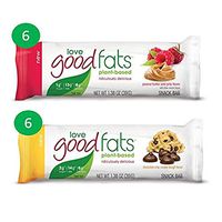 Love Good Fats Plant Based Bars (Vegan, Keto Friendly Food, Low Carb Snack, Low Net Carbs, Low Sugar, Gluten Free, Non GMO) 39g x 12 bars (peanut butter and jelly) (VARIETY PACK)