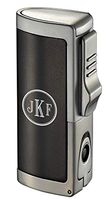 Personalized Visol Aleus Black Matte Triple Jet Cigar Lighter with Built-in Punch - Free Engraving (Roman Monogram)