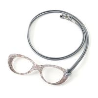 MIDI Smoke and Gold/Italian Fine Acetate Lorgnette Loupe with Cord for Women – Magnifying and Reading Glasses [All in one](pg004c2)