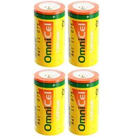 4x OmniCel ER26500HD 3.6V Size C Lithium Standard Terminal Battery For Carbon Monoxide Detectors, Intrusion Sensors, Respirators and Oxygen Concentrators, External Defibrillators, Mobile Workstations