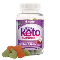 Jubilee Keto Sugar-Free Gummy for Hair, Skin & Nails, Ketogenic Vitamin, Biotin, Plant Based, Gluten-Free, Natural Coconut and Strawberry Flavor (100 Gummies)