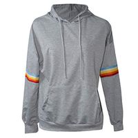 HNTDG European and American Women Casual Autumn Long Sleeve Slim Soild Color Hooded Coat Tops Blouse Gray