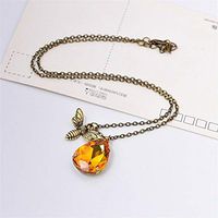 Jewelry Bronze Vintage Lover Gift Crystal Fashion Pendant Necklace Bumble Bee Pretty Bright Cute Simple Lovely Cheap Women Fashionable Daily Comfy Wonderful