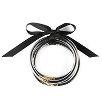 XKSIKjian's Gift Wrapping Supplies, 5Pcs/Set Women Glitter Filled Silicone Bracelet Bowknot Bangle Jewelry Wedding Festival Birthday Party DIY Gift Wrap Decor - Black