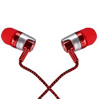 Earphones, Heavy Deep Bass Noise Isolating in-Ear Earbuds with Stereo Mic Remote, Compatible with iPad, iPod, Android Smartphones, MP3 and Devices (RED)
