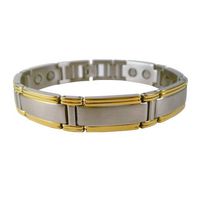 Magentic Therapy Bracelet Mens Brushed Gold and Silver
