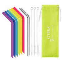 OTBBA Reusable Silicone Drinking Straws for 30 oz Tumbler, 6 BIG Reusable Smoothies Straws for Yeti/Rtic/Ozark Tumbler + 3 Long Brushes + 2 Stainless Steel Straws + 1 Storage Pouch