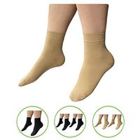 HealthyNees Closed Toe Ankle 20-30 mmHg Compression Wide Foot Leg Sock Sleeves (Beige, L/XL)