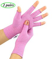 2 Pairs Arthritis Gloves Compression Gloves for Rheumatoid & Osteoarthritis,Joint Pain Relief, Carpal Tunnel Wrist Support,Computer Typing,Fingerless Gloves for Women (Purple, Small)