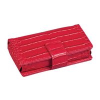 HealthSmart Travel Pill Case 7 Day Pill Organizer, Each Compartment 15 Pill Size, Snap Closure, Red Crocodile