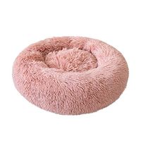 Sdoveb Full Velvet Elastic Round Pet House Comfortable Plush Cat Dog Pet Nest Cat Litter Kennel Deep Sleep Sleeping Bed,XL:Diameter:60cm;Height:20cm/XXL:Diameter:70cm,Height:20cm (Pink, XXL)