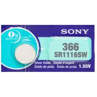 Sony 366 (SR1116SW) 1.55V Silver Oxide 0% Hg Mercury Free Watch Battery (10 Batteries)