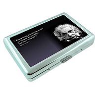 Einstein Simple Em1 Hip Silver Cigarette Case Id Holder Metal Wallet 4" X 2.75" RFID Protection