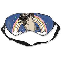 Kwhy Sleep Mask Pugicorn Printed Sleep Eye Masks Blackout Adjustable Head Strap Night Blindfold for Women Men Night Sleeping, Travel, Nap