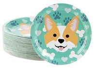 Disposable Plates - 80-Count Paper Plates, Dog Party Supplies for Appetizer, Lunch, Dinner, and Dessert, Corgi, 9 x 9 Inches