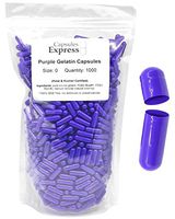Capsules Express- Size 0 Purple Empty Gelatin Capsules 1000 Count - Kosher and Halal Certified - Gluten-Free Pure Bovine Gelatin Pill Capsule - DIY Powder Filling