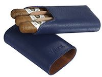 Visol Cuero Top Grain Blue Leather 3-Finger Cigar Case with Cedar Lining