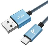 RAMPOW Micro USB Fast Charging Cable 2m-2.4A Quick Charge Nylon Braided Android Charger-Compatible with Samsung Galaxy S7 edge S6, Sony, HTC, Motorola, LG, Tablet and More-Blue