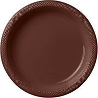 Bulk Round Plastic Plates | 50ct (10.25 inch, Chocolate Brown)