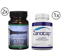 E3Live E3 Probiotics 8 Strains 50 Billion CFU 2 Bottles of 30 Capsules with Zanocap Scientific Weight Loss 1 Bottle