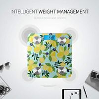 Bluetooth Body Fat Scale Hand Drawing Lemon Smart Wireless Scale with LCD Display Measuring Body Weight Bmi and Health Digital Scale