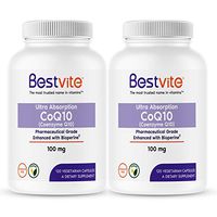 Coenzyme CoQ10 100mg with Bioperine (240 Vegetarian Capsules) (2-Pack) Naturally Fermented - No Stearates - No Fillers - Vegan - Non GMO - Gluten Free