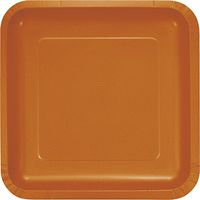 Creative Converting 323388 SQ. DD Touch of Color 18-Count 9-Inch Paper Dinner Plates, Deep Dish Square, Pumpkin Spice, 9", Orange