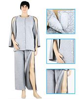 GHzzY Cotton Patient Nursing Gown for Fracture & Incontinence - Easy to Wear & Take Off Patient Care Clothing for Seniors,Disabled & Bedridden,M