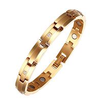 MOOCARE Womens Elegant Gold Plated Adjustable Link Health Magnetic Titanium Bracelet with Zircon Crystal