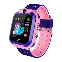 Leoie Kids Smart Watch Q12B Phone Watch for Android iOS Life Waterproof LBS Positioning 2G Sim Card Dail Call Pink