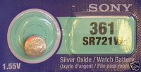 One (1) X Sony 361 SR721W Silver Oxide Watch Battery 1.55v Blister Packed