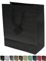 Novel Box® Black Matte Laminated Euro Tote Paper Gift Bag Bundle 8"X4"X10" (10 Count) + NB Cleaning Cloth