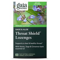 Gaia Herbs Sage & Aloe Throat Shield Lozenges, 20 Count (Pack of 2) - Soothing, Hydrating Support for Throat Health and Inflammation