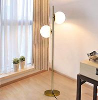 Vintage Floor Lamp Iron Sphere LED With Two Glass Bulbs Tall Pole Standing Uplight Lamp,Ship from US Warehouse