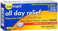 Naproxen 220mg 12-hour Relief Sunmark Brand 100 Caplets