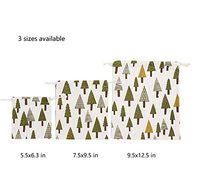 Nuni Pine Tree Pattern Cotton Double Drawstring Pouches Muslin Bags Gift Bags Sacks Sachet Bags for Jewelry Candy Favors Wedding Birthday Party Beige 3 Sizes Available 1-12 Counts (9.5x12.5/1 Bag)