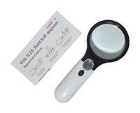 Ledhill 45X Handheld Reading Magnifying Glass with 3-LED (Black with White)