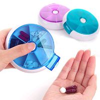 Jocestyle Pill Organizer 7 Days Pill Box Pill Case Portable Travel Rotating Round Box Medicine Holder Contaiiner Gift (Random Color)