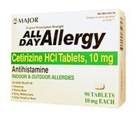 ALL DAY ALLERGY 24HR TAB CETIRIZINE HCL-10 MG White 90 TABLETS UPC 309045852897