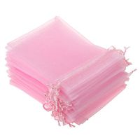 KUPOO Pack of 50pcs 2.75"x3.5" Gift Bags Organza Drawstring Pouch Wrap for Party/Game/Wedding (Pink)