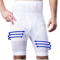 Fine Men's Body Shaper Tummy Control Slimming Shapewear Shorts High Waist bdomen Trimming Boxer Brief Stretch Pants (White, L)