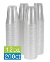 TashiBox 12 oz Clear Plastic Cups - Disposable Cold Drink Party Cups (200)