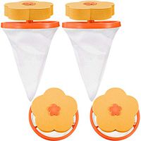 4 Pieces Reusable Washing Machine Lint Catcher Household Washing Machine Lint Mesh Bag Hair Filter Net Pouch Washer Hair Catcher (Orange)