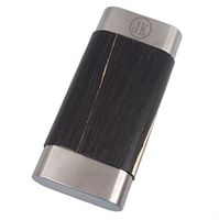 Personalized Visol Terran Dark Exotic Wood & Stainless Steel Cigar Case - Free Engraving (Roman Monogram)