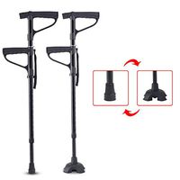 LED Light Aluminium Walking Stick Double Handle Adjustable Non-Slip Base Mobility Aid Assisstant Device for Elderly Handicapped and Disabled,B