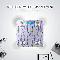 LYAOE Bluetooth Body Fat Scale Gentle Floral Lavender Pattern Style Smart Wireless Scale with LCD Display Measuring Body Weight Bmi and Health Digital Scale